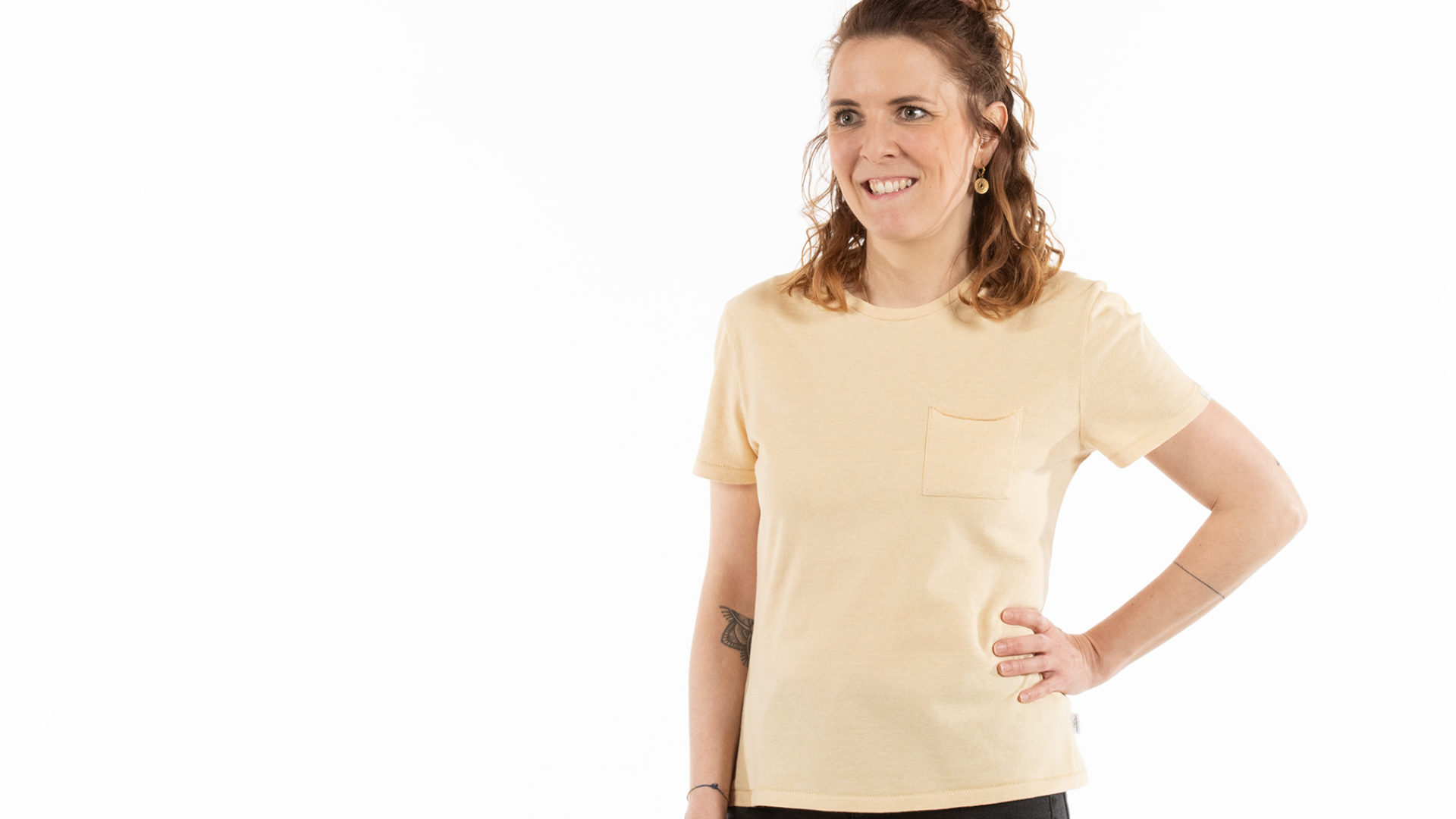 Whateverman Women Logo Stripe Tshirt yellow Vorschau